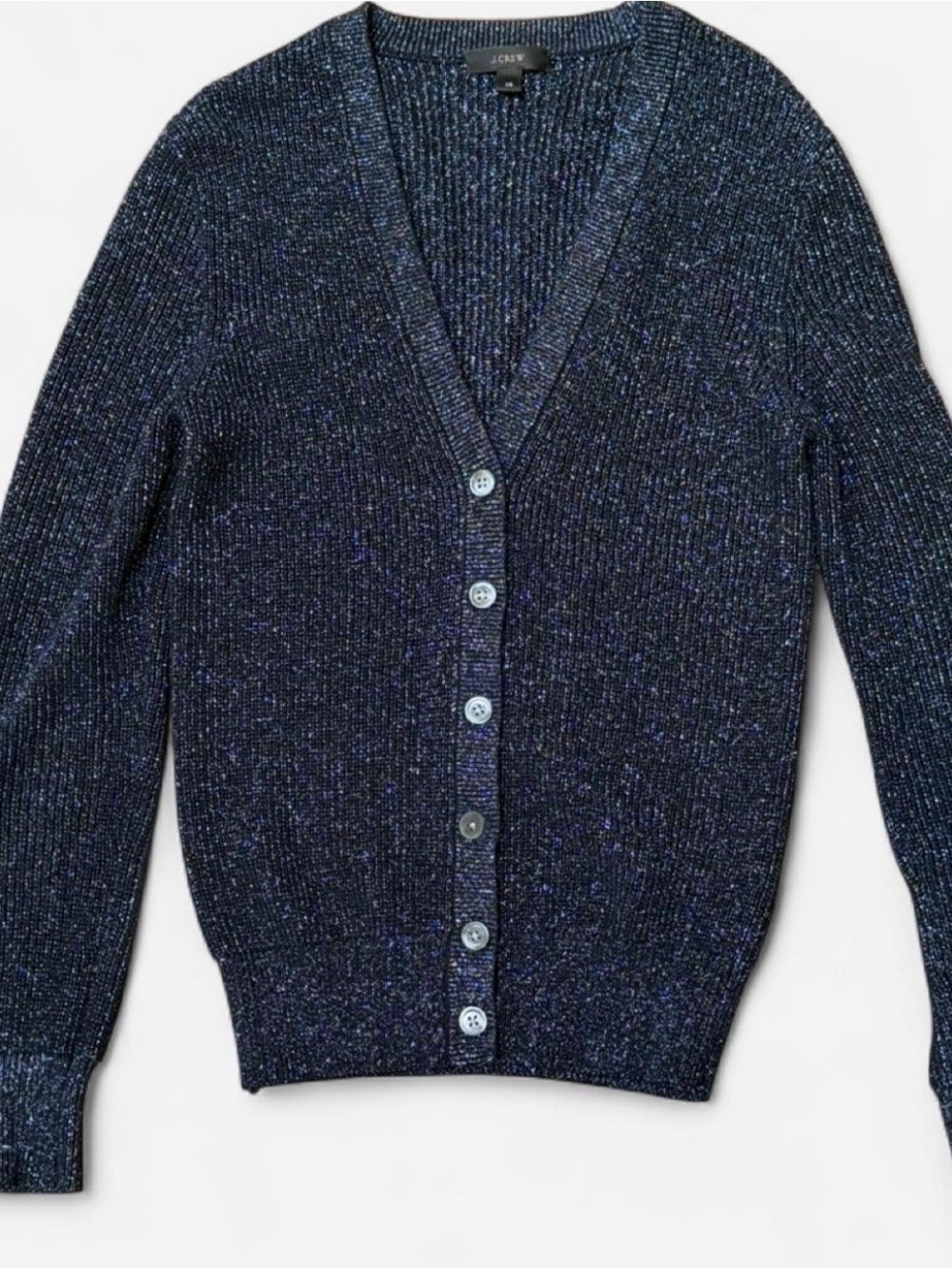 J.Crew Shimmer Knit Cardigan Sweater V-Neck Button Front Preppy Academia Size XS